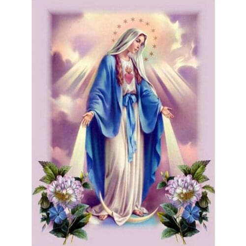 Religious 5d diamond painting virgin mary flower full square drill diamond embroidered full round resin diamond mosaic pattern