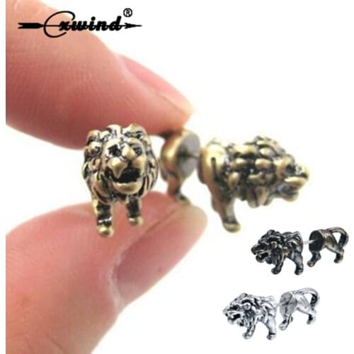 Cxwind Retro Animal Lion Studs Animal Studs Earring Set Two Parts Earrings for Men women Lovers Nice Piercing Ear Jewelry