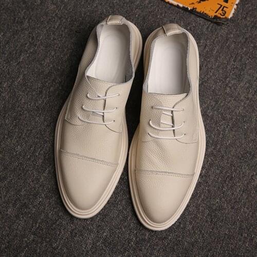 Yomior New Spring Summer Men Shoes Korean Vintage Cow Leather Lace-Up Breathable Loafers High Quality Flats Party Casual Shoes