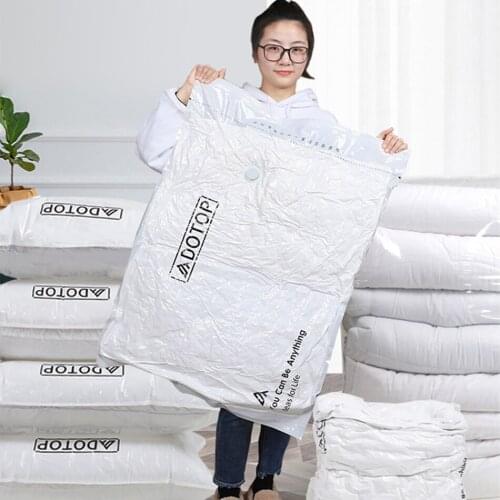 Wardrobe Vacuum Bags Transparent Compression Case Organizer Clothes Clothing Reusable Space Saver Household Storage Sack