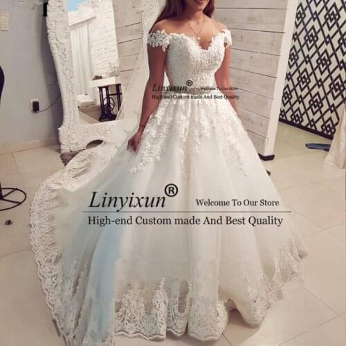 Saudi Arabia Off The Shoulder Vintage Lace Wedding Dresses 2020 Ball Gown Sweetheart Bridal Gowns Custom Made Vestido De Noiva