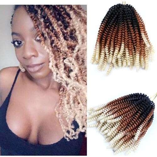 Mtmei Hair Fluffy Spring Twist Hair 8 Inch Black Brown Bug Ombre Braiding Hair Extensions 110g Synthetic Crochet Braids Hair