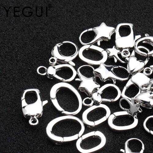 YEGUI M893,jewelry accessories,lobster clasp hooks,rhodium plated,copper metal,hand made,jewelry making,diy earring,10pcs/lot