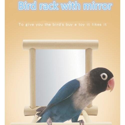 Funny Wooden Bird Toy Mirror Fun Toys For Parrots Cockatiel Vogel Speelgoed Small Birds Parrot Toys Pet Toy Accessories