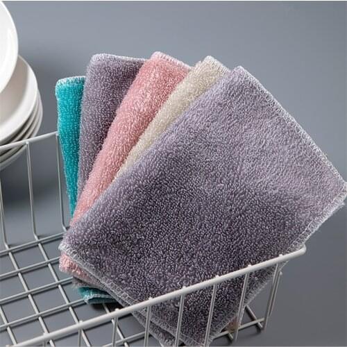 1 Pc Kitchen Cleaning Towel Absorbent Superfine Bamboo Fiber Cleaning Cloth Home Washing Dish Kitchen Anti-Grease Wiping Rag