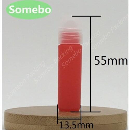 10pcs 2ml red plastic roll on roller bottles for essential oils, roll-on refillable perfume bottle deodorant containers