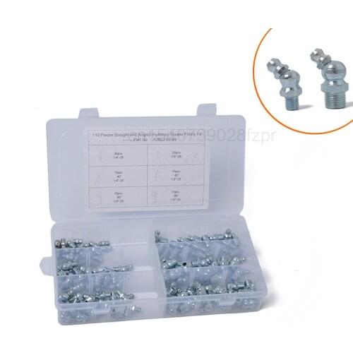 110 Sets of Grease Fittings Hexagon Head Inch 1 / 8 "- 28 45 ° Electroplated Blue Zinc Iron Grease Fittings