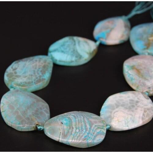 15.5"/strand Sky Blue Natural Dragon Veins Agates Drusy Freeform Faceted Slab Nugget Loose Beads,Raw Stone Slice Pendant Beads