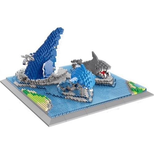 1950PCS 6624 Animal World Shark Dolphin Whale Fish Ice Sea River Model Mini Diamond Blocks Bricks Building Toy for Children