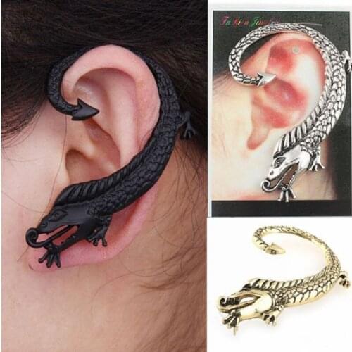 2020 new fashionable women fashion ladies personality fashion retro goth punk dragon-shaped pierced earrings female mens earrin