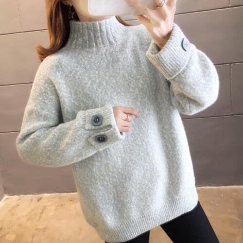 2020 New Autumn Winter High-Neck Chenille Sweater Thick Warm Womens Loose Pullover Clothes Mink Velvet Bottoming Tops Female