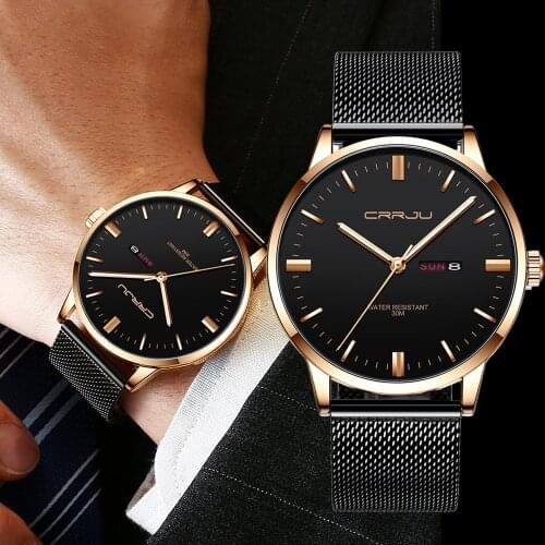 2021 CRRJU Men Watches Top Luxury Brand Sport Quartz Watch Men Waterproof Wrist Watch Man Stainless Steel Date Clock Relogio