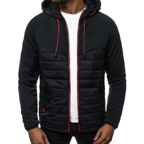 2021 Fashion Warm Military Style Autumn Winter Men Casual Long Sleeve Hoodie Zip Color Block Pockets Hooded Coat