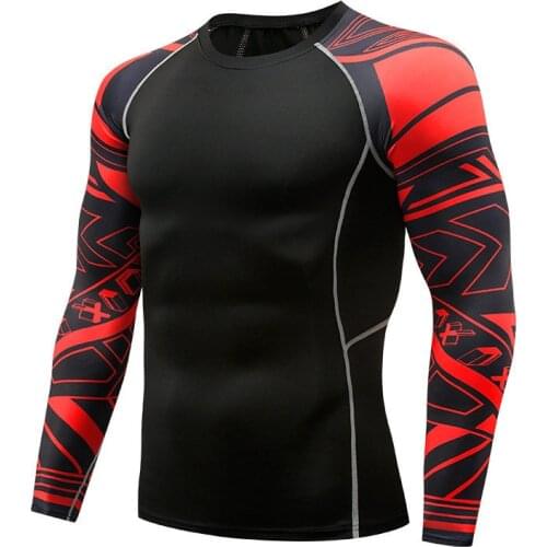 2021 Mens Quick Dry Rash Guard t shirt Long Sleeve T shirt Compression Sport Shirt Men Fitness Top Training Workout Jersey