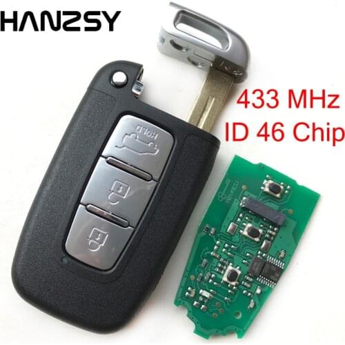 3 button Smart Key For HYUNDAI I30 I45 Ix35 Genesis Equus Sonata Veloster Tucson Elantra Complete Remote Key PCF7952 Chip 433Mhz