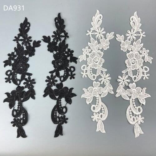 Zsbszc 11X35CM 5 pairs white black Fashion new Lace Appliques Embroidery Patches sew on Apparel Trims Diy Cosplay DA931
