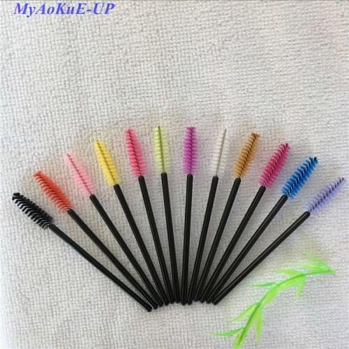 500 Pcs/lot Disposable Nylon Eyelash Brush Mascara Wands Applicator Spoolers Brush Makeup Kit Brush Eyelash Extension
