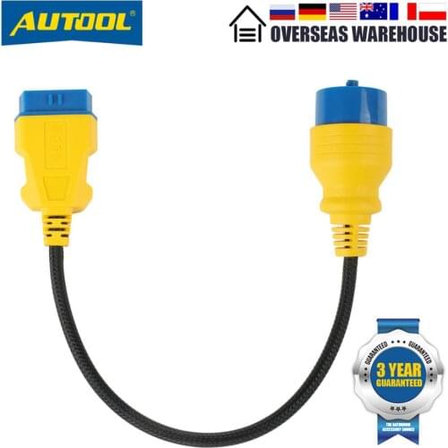 AUTOOL 40cm OBD2 Extension Cable for BMW 20pin Male to 16pin Female OBD2 Adapter Cable Wateproof Nylon OBDII Lengthen Connector