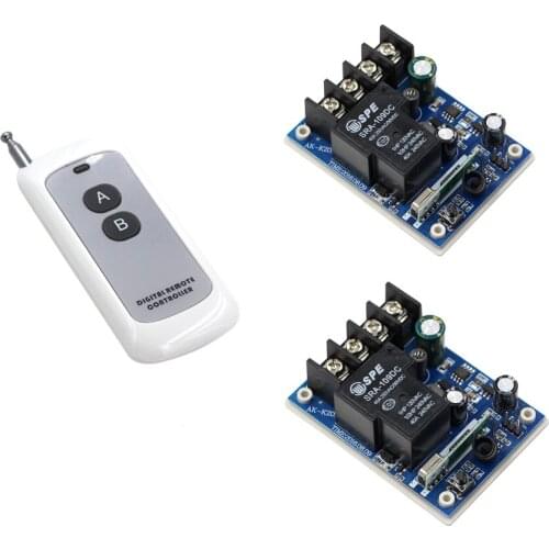 DC 12V 36V 48V RF Wireless Remote Control Switch Wireless Remote Power Switch 1CH 40A Relay ; 2 X Receiver + A B Transmitter