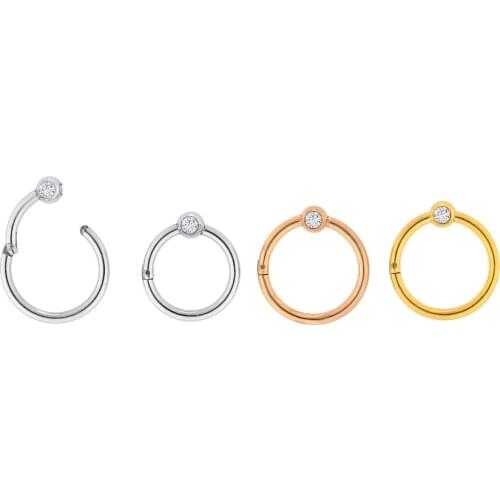10pcs/lot Free Shipping Titanium Gems Seamless Hinged Segment Ring Clicker Cartilage Nose/Lip/Ear Hoop Septum 16G New
