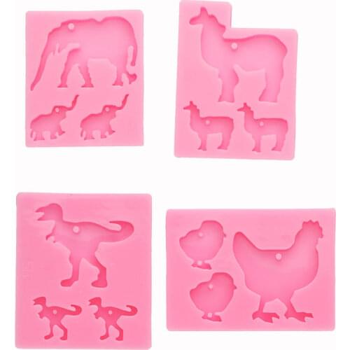 Shiny Cartoon Animal Shape Food Grade Silicone Mold DIY Cake Decoration Resin Epoxy Keychain Resin Mold Handmade Custom D433