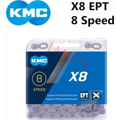 KMC X8 EPT Bike 8 Speed Chain 1/2"x3/32" with MissingLink Iamok 116L Chains for SHIMANO and 8-speed Drivetrains Bicycle Parts
