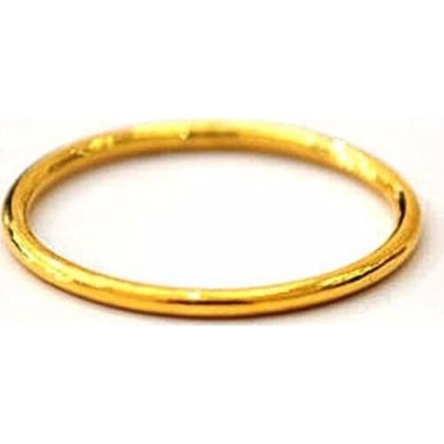 Pure 999 Solid 24K Yellow Gold Smooth Band Ring