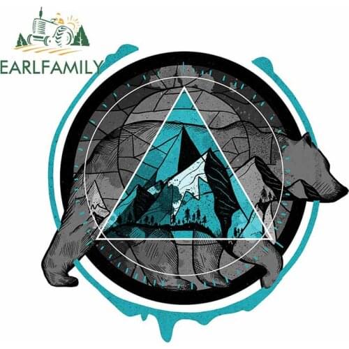 EARLFAMILY 13cm x 12.8cm for Compass Bear Motorcycle Car Stickers Windows Personality Decal Waterproof Refrigerator Decoration