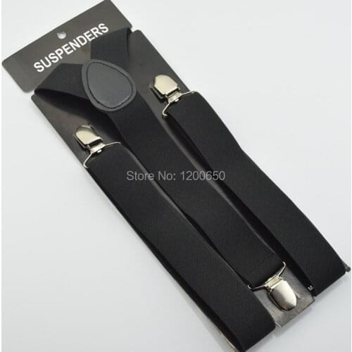 120cm Mens Unisex Clip-on Braces Elastic 3.5cm Wide black larger Suspenders Y-back Suspender Wholesale & Retail