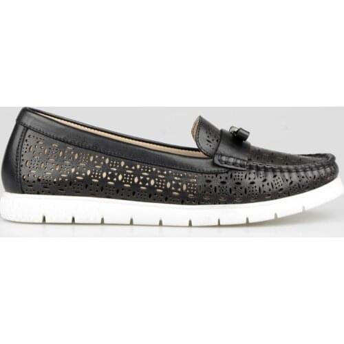 FootCourt New Black Genuine Leather Soft Moccasins Women Comfortable Shoes Ballerina Flats Round Toe Ladies Oxfords Casual Shoes