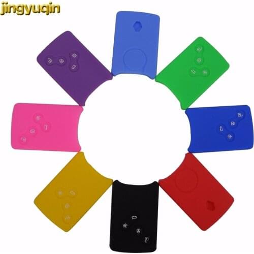 Jingyuqin 10pcs Silicone Rubber Car Key Cover Case Car Cover For Renault Clio Logan Megane 2 3 Koleos Scenic Card Keychain Fob
