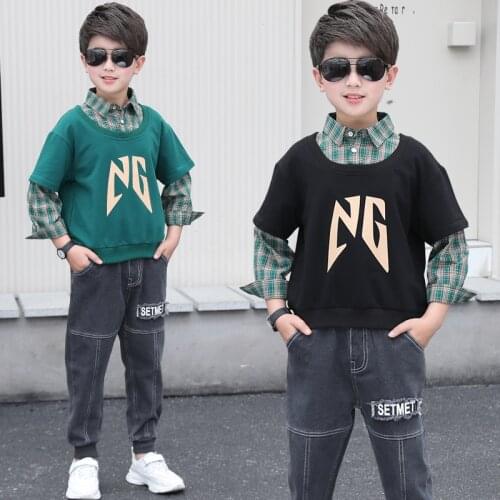 IENENS Kids Baby Boys Girls Clothing Hooded + Jeans Outfits Sets Childrens Boy Wear Cotton Clothes Suits
