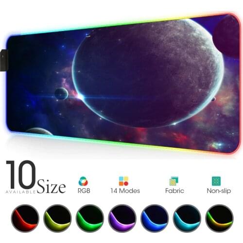 Universe starry earth RGB Mouse Pad Black alfombrilla escritorio Gamer Accessories LED MousePad Gaming with Backlit alfombra