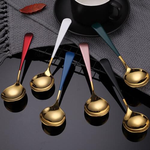 Stainless Steel Tea Spoons Creative Tableware Coffee Cream Rice Dessert Sugar Cake Baking Tools Kitchen Accessories Utensils