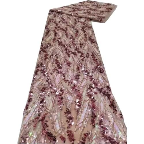 SJ Lace African Lace Fabric 2021 High Quality French Mesh Lace Fabric With Sequins Nigerian Lace Fabrics For Wedding Dres fj3-92