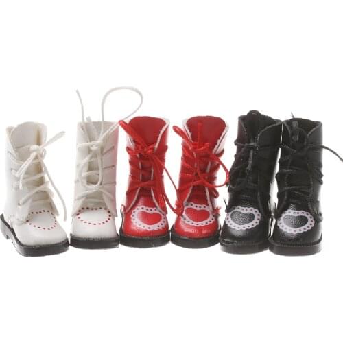 Mini Cute PU Leather Boots Heart Bandage Shoes Accessories Handmade Toy Accessories For Blyth Doll BJD Puppet Birthday Gifts