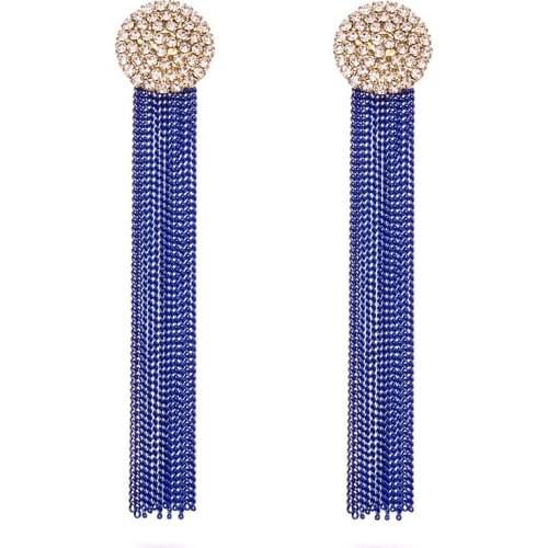 Fashion exaggeration rhinestone long tassel earrings womens pendant earrings crystal long earrings wedding jewelry 2020