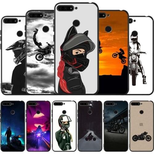Moto cross motorcycle black Silicone Phone Case For honor 30 20 Pro 8 8X 9 10 20 Lite Mate 10 20 30 Lite Pro cover