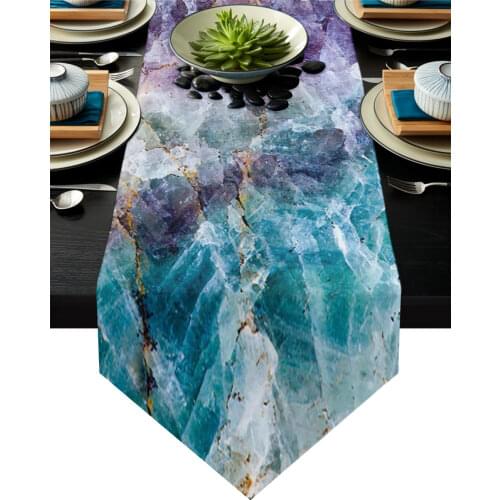 Marble Granite Wood Purple Blue Table Runner Modern Table Flag Home Party Country Wedding Decoration Tablecloth Table Runners