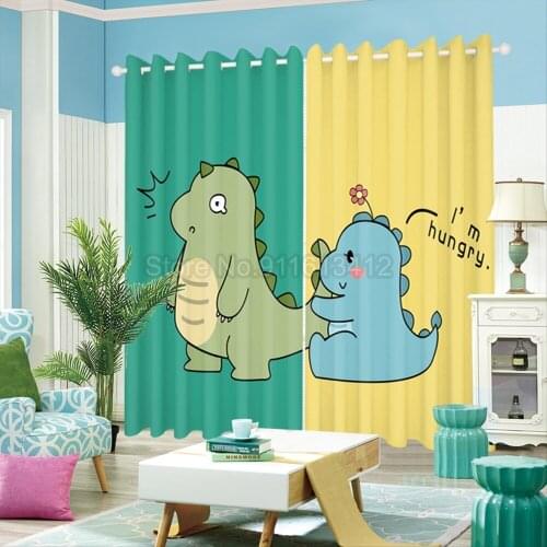 Cartoon Blackout Curtains Jurassic Dinosaur Large Size Drapes Window Curtains Bedroom Living Room Boy Kids Gifts