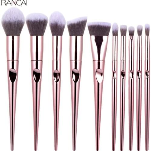 RANCAI Professional 10pcs Makeup Brushes Kit Foundation Eyebrow Lip Highlighter Brush Make Up Brushes Pincel Maquiagem