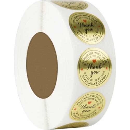 500Pcs Round Gold Handmade With Love Thank You Stickers Packing Adhesive Label Seals Scrapbook DIY For Baking Wedding Decor Gift