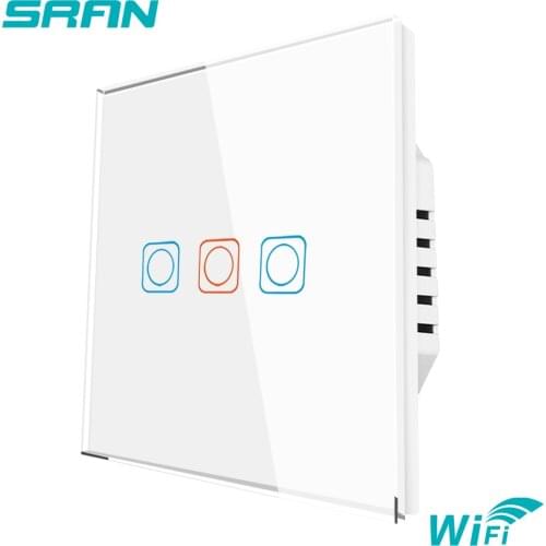 SRAN TUYA EU Wall Wifi Light Switch 3Gang 1/2Way Interruptor Inteligente, Smart Wireless Switch Work With Alexa Google Home Echo