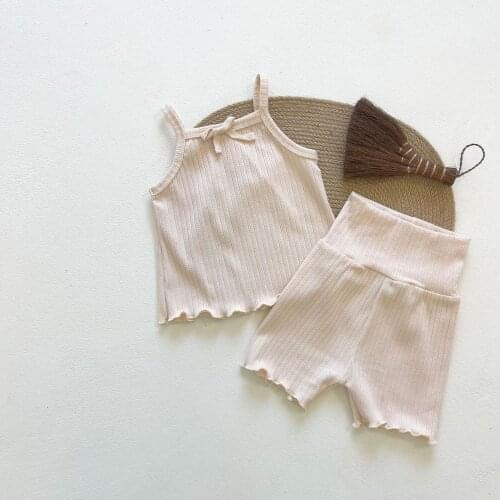 0-3T Newborn Kid Baby Girls Clothe set Summer Vest Tank Top shorts set Elegant Cute Sweet Cotton 2pcs Clothing set Outfit