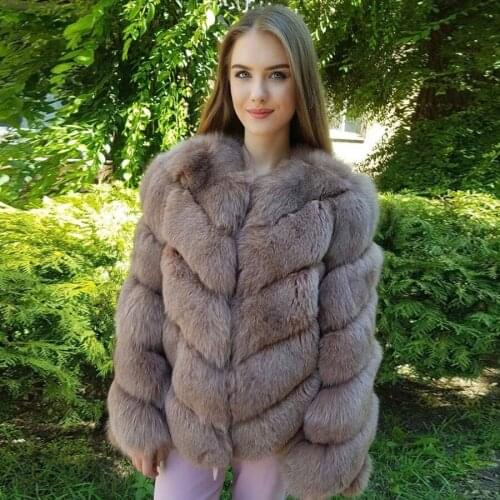 Fox Fur Coat Women Real Fox Fur Jacket 2021 New Winter Warm Fashion Overcoat Full Sleeves