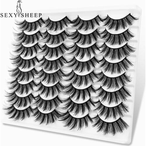 Eyelashes 3D Faux Mink Lashes 16 pairs Natural long Cross False Eyelashes Fluffy Soft Wispy Volume False Eyelashes Makeup