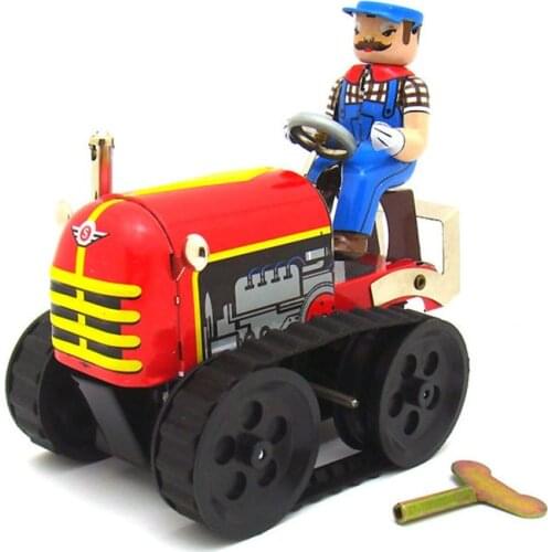 Retro Tractor Decoration 16cm Tin Toy Clockwork Adult Collectible Toy Creative Gift Farm Photography Props Wholesale