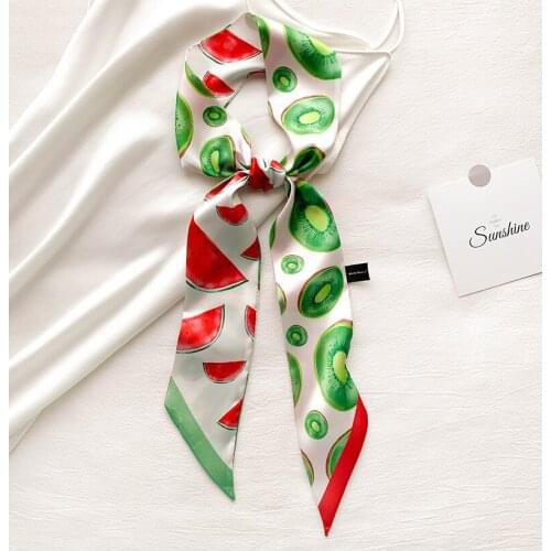 Luxury Silk Scarf Womens Bag Scarves Brand Foulard Head Scarf Fashion Small Neckerchief Fruit print Headband SJ496