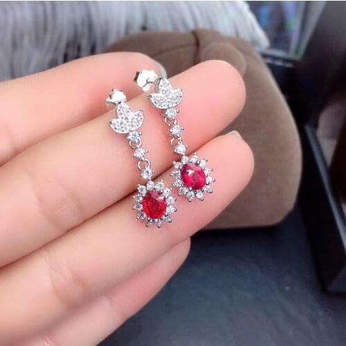 100% Natural And Real Ruby Earring 925 sterling silver Fine jewelry For men women Earring