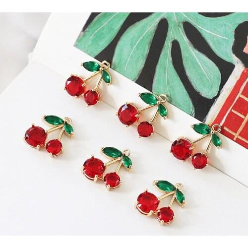 4pcs Korean Fashion Sweet Youth Girl Student Fruit Cherry Earrings for Women inlaid zircon texture pendant jewelry accessories